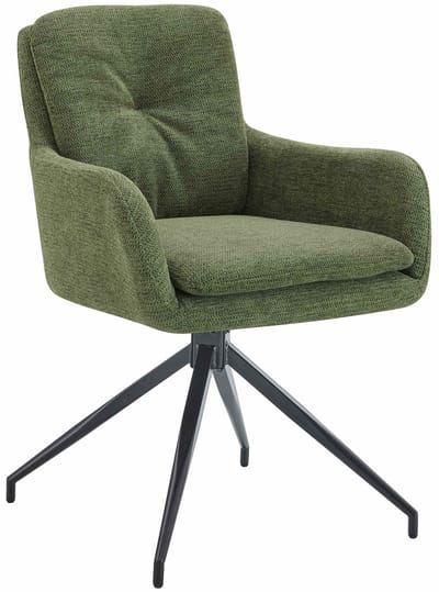 CLP Pickett Eetkamerstoel - met armleuning - klassiek - draaibaar - met rugleuning - stof - Stof/groen