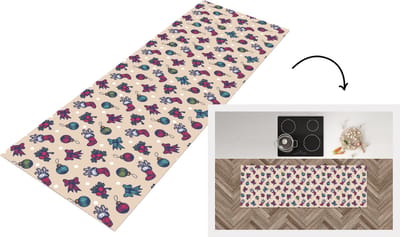 Keukenloper - Loper keuken - Patronen - Kerst - Kerstballen - Strik - 150x50 cm - Keukenloper vinyl