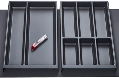 Orga-Box Vario SET 2 antraciet voor lade van 90 mm: multifunctionele inleg, bestekbak, antislipmat Orga-Weave