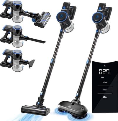 AG4100+ Steelstofzuiger Draadloos – Met Dweilfunctie 2 in 1 – Midnight Blue – Krachtige Stofzuiger Zonder Zak – Geschikt voor Dierenharen – Compact & Lichtgewicht Kruimeldief