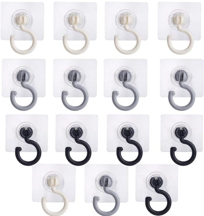 Dailygoods- Handdoekhaken 15 Stuks - Zelfklevend - 360 Graden Draaibaar - Hoogwaardig Plastic - Voor Badkamer/Keuken - Makkelijk Schoon te Maken - Haak
