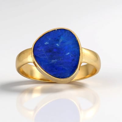 Cavill - Zilveren ring 925 Sterling verguld - 3,4 ct opaal doublet fancy slijpsel - elegante dames ring MONOSONO collectie blauw schitterend
