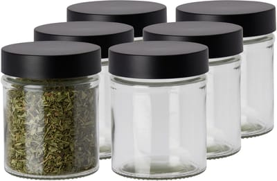Excellent Houseware Kruidenpotjes - 6x stuks - 300 ml - glas - met rvs deksel - luchtdicht