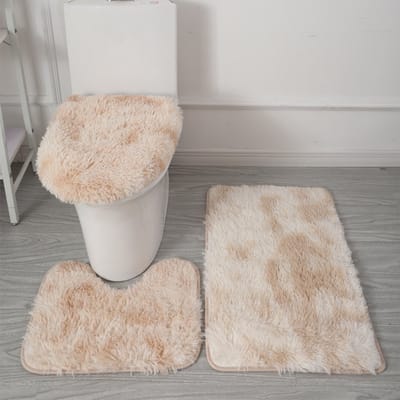 Badmatten Set 3-Delig - Ultrazacht Microfiber & Antislip - Inclusief U-Mat En Wc-Brilhoes - Wasmachinebestendig - lichtbruin
