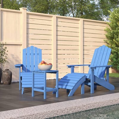 vidaXL - Tuinstoelen - Adirondack - met - voetenbank - en - tafel - HDPE - aquablauw