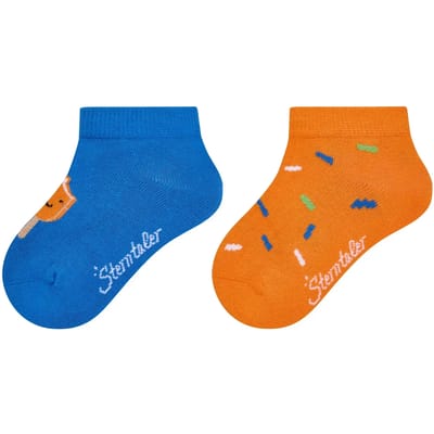 Merkloze jongens sneakersokken met ijshoorntjesprint (2-pack)