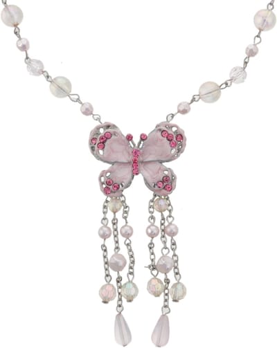 Behave - Roze kralenketting met vlinderhanger - Nikkelvrij - Modeketting 38 cm