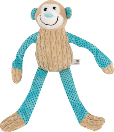 Speelse Lange-Benen Knuffel Aap | Beige & Blauw Pluche