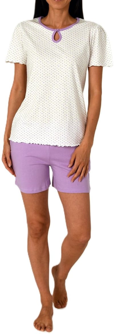 Normann dames capri pyjama met korte mouwen in stippenlook - ook in grote maten