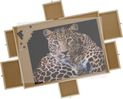 Puzzelplaat met Lades - Puzzelbord Puzzeltafel - Puzzels Maken - Incl. 6 Sorteerlades - 89 x 685 cm - Naturel