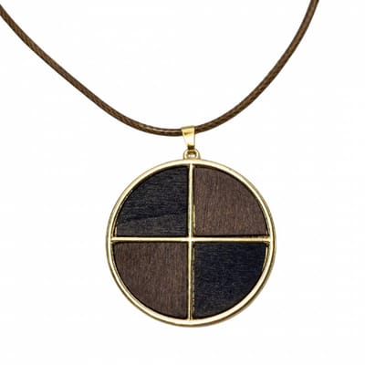 Ketting hout goudkleurig metaal 45 cm - Charme Bijoux