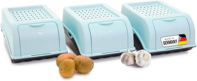 Aardappelbewaardoos | 3x klein 3,5L | TURKOOIS | Uiendoos | Groentebox stapelbare aardappelbox uienopslag aardappelmand fruitcontainer aardappelbox voedselopslagcontainer wortels