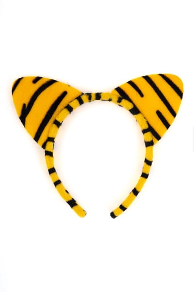 KIMU® Haarband Tijger Geel - Tijgerprint Strepen Diadeem - Oortjes Dierenoren Haar Band Jungle Safari Tijgertje Panter Cheetah Festival