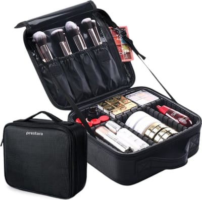 Prestara - Compacte make-up koffer - zwart - ideaal voor onderweg - maat S