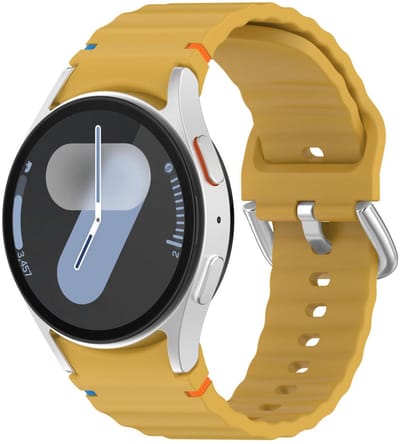 Siliconen wave bandje - geschikt voor Samsung Galaxy Watch 7 (40 & 44mm) / Watch 6 (Classic) / Watch 5 (Pro) / Watch 4 (Classic) / Watch FE - zilveren gespsluiting - geel