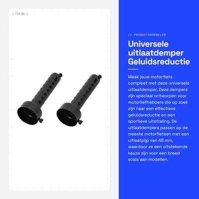 Dailygoods - Universele uitlaatdemper - Geluidsreductie - Zwart - 48 mm - 2 stuks - Geschikt voor de meeste motorfietsen - Ideale upgrade voor jouw motor