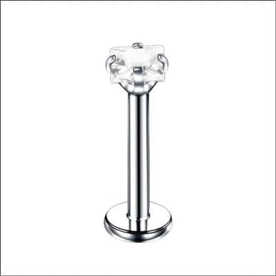 Transparante zirkonia labret piercing - staal - tragus en helix - 8mm