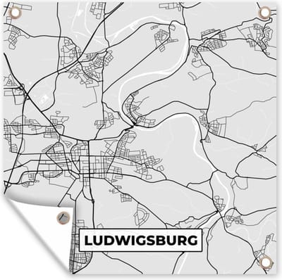 Tuin poster Stadskaart - Ludwigsburg - Kaart - Duitsland - Plattegrond - 200x200 cm - Tuindoek