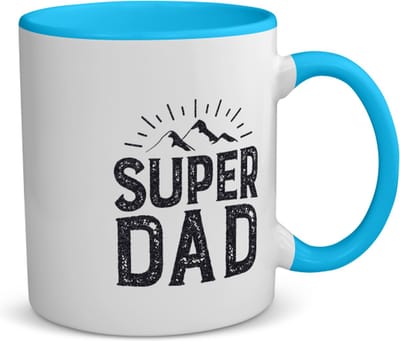 Akyol - super dad koffiemok - theemok - blauw - Papa - vader - cadeau - vaderdag - 350 ML inhoud