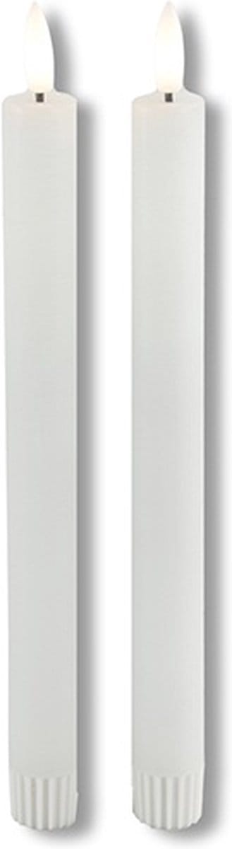 LED kaarsen met bewegende vlam 2x - Wit - Afstandsbediening - Dinerkaars rustiek wax 23 cm - LED kaars batterij