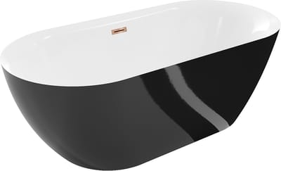 Mexen Roxy vrijstaande badkuip 170 x 80 , wit/zwart, overloop roze goud - 51201708075-60