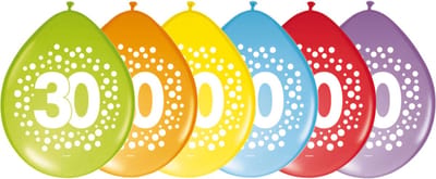 Folat party ballonnen- 30 jaar verjaardag cijfers - 36x stuks - versiering - 29 cm - feestartikelen