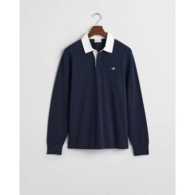 Gant Trui Twill Collar Piqué Heavy Rugger Avond Blauw / male
