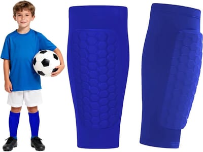 SnelShoppen - Sports Shin Guard Set voor Kinderen, 1 Paar Scheenbeschermers, 1 Paar Sport Sokken met Grip, Compleet Set met Antislip Bescherming voor