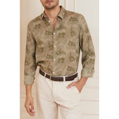 GUESS Marciano By  Joe Collar Notche Sand Hibiscus Casual Shi Größe: 38 | Casual hemden Outlet | Herren | Braun
