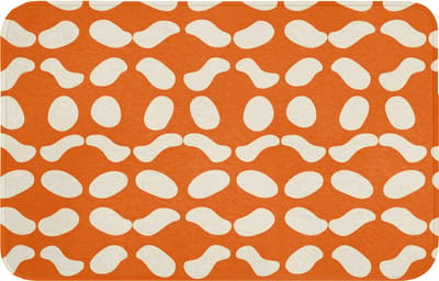 Badmat 80x50 cm - Antislip - Oranje - Organische vormen - Wit - Badmatten voor badkamer - Badkamermat - Douchemat - Badkamer mat