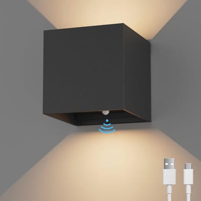 Bewegingssensor Wandlamp met Oplaadbare LED 5W - Warm Wit 3000K - Instelbare Stralingshoek