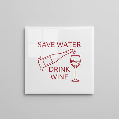 Save Water Drink Wine Tegel – Grappige Wijn Quote – Bar- & Keukendecoratie – Keramische Tegel 15 × 15 cm