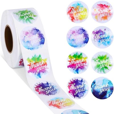 Dailygoody - Dank u stickers - Aquarel ronde stickers - Perfect voor bruiloften - 500 stuks - Handige etiketten - Geschikt voor kleine bedrijven