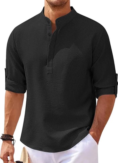 Trui met lange en korte mouwen - Zwart - Linnen look - Zomer - Zakelijk en casual