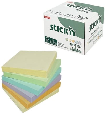 Stick'n 6 memoblokken - FSC - 76x76mm - mix pastel kleuren - 6x 100 memoblaadjes
