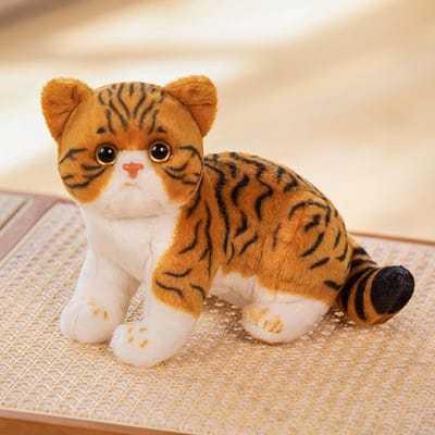 Super Levensechte Dikke Gezicht Kat Knuffel Gevulde Appel Gezicht Tijger Patroon Kitten Gesimuleerde Dieren Huisdecoratie Cadeau Voor Jongen Kinderen about 23-26cm orange