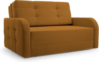 Porto 120 - Slaapbank - Compact en Multifunctioneel - 141 x 100 x 90 cm - Eenvoudig Uitklapbaar & Decoratieve Stiksels - Geel (BRAGI 68)