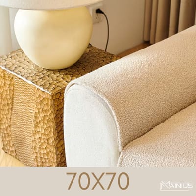Teddy Bankhoes / Zetelovertrek – Armleuning 70x70 - Beige – Pluche Sofa Protector – Zachte Teddy Plaid Beschermhoes voor Bank, Zetel & Salon - Bankhoezen, Bankbeschermer, Cover, Bankkleed, Zetelhoes - Tegen beschadigingen en vlekken