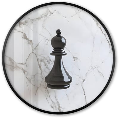 Poster in lijst Rond - Fotolijst 60x60 cm - Posters - Schaakstuk - Loper - Zwart - Marmer - Ronde posterlijst zwart - Decoratie - Wanddecoratie woonkamer - Muurdecoratie slaapkamer