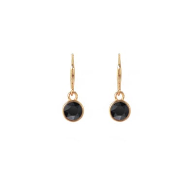 Oorhangers Jet Black midi - Swarovski - Verguld