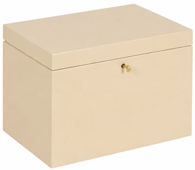 HAUDT® Kistje met slot BAS Zand - 29 x 20 x 21 cm - houten kist met slot - incl. koperen sleutel - licht bruine opbergkist