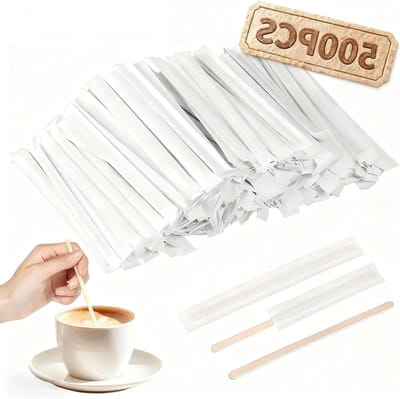 Houten Roerstaafjes voor Koffie, Thee en Cacao - Biologisch Afbreekbaar, Perfect voor Kantoor, Café en Creatieve Projecten - 500 Stuks van 14 cm