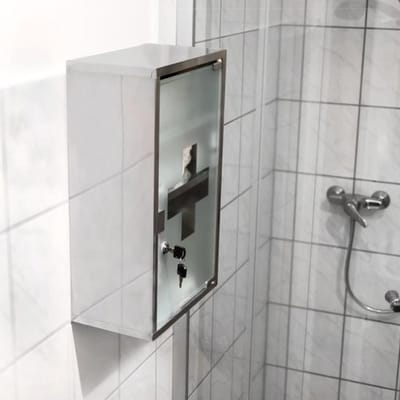relaxdays - medicijnkastje XL - afsluitbaar - badkamer kast - edelstaal en glas