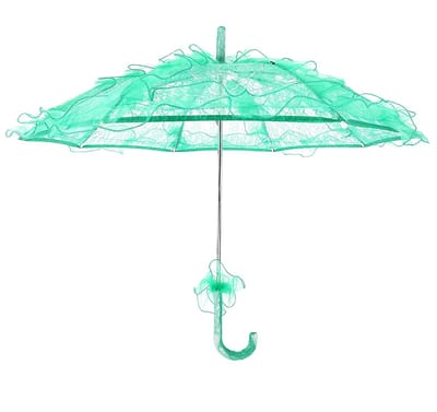 Dailygoods- Parasol UV-bestendig - Vintage Parasol - Kanten Parasol - Houten Handvat - Bruiloft - Feesten - Ceremonie - Paraplu