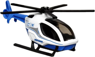 Die-Cast Metal Helikopter Speelgoed Blauw Wit Zwart - Inclusief Speelmat