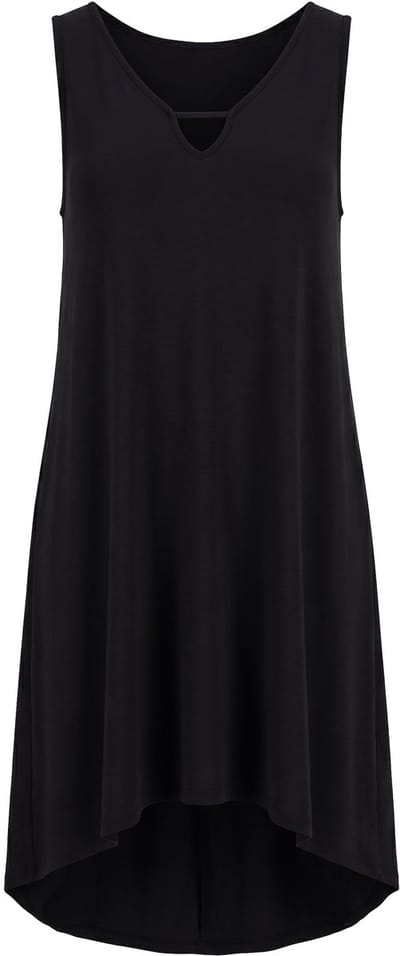 Angel of Style - Dames - Midi-jurk van jersey mouwloze A-lijn keyhole - Zwart - Maat 52