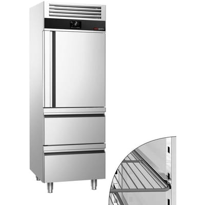 GGM Gastro Kühlschrank Edelstahl PREMIUM - GN 2/1 - 700 Liter - mit 1 Halbtür & 2 Schubladen