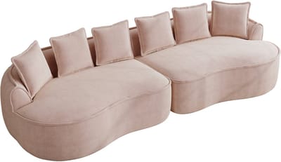 REDOM - Modulaire Bank - Frameloze sofa met ergonomische ondersteuning - Voor in de woonkamer - Zachte chenille - Roze - 320 x 114 x 67 cm