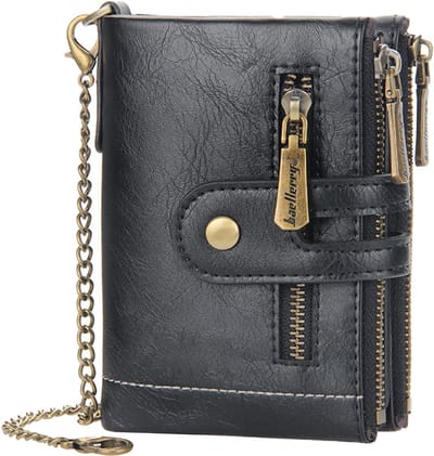 longziming -Dubbele Rits Heren Portemonnee – PU Leren Wallet met Muntvak – Veel Kaartvakken – Compact & Veilig – Khaki