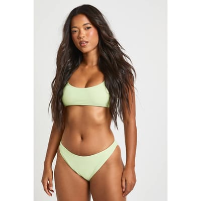 boohoo Dames Essentials Slip Bikinibroekje | Pistache | Maat: 36
